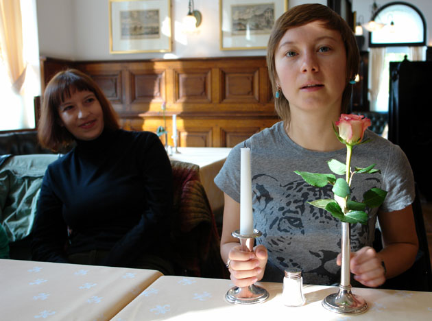 Valzhyna Mort with flower